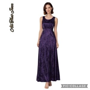 All That Jazz maxi dress sleeveless purple floral pattern shiny size 9/10 nwt